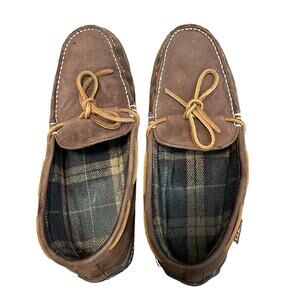 L.L. Bean Wicked Good Slippers Flannel Lined Moccasin Men's 10